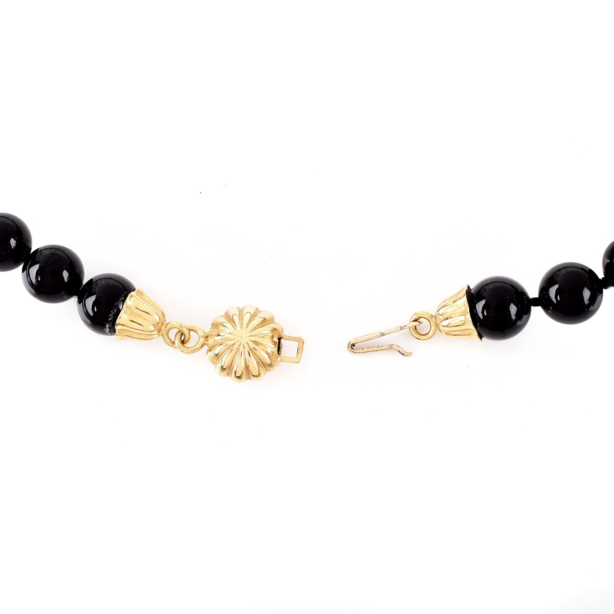 Vintage 18K and Onyx Bead Necklace