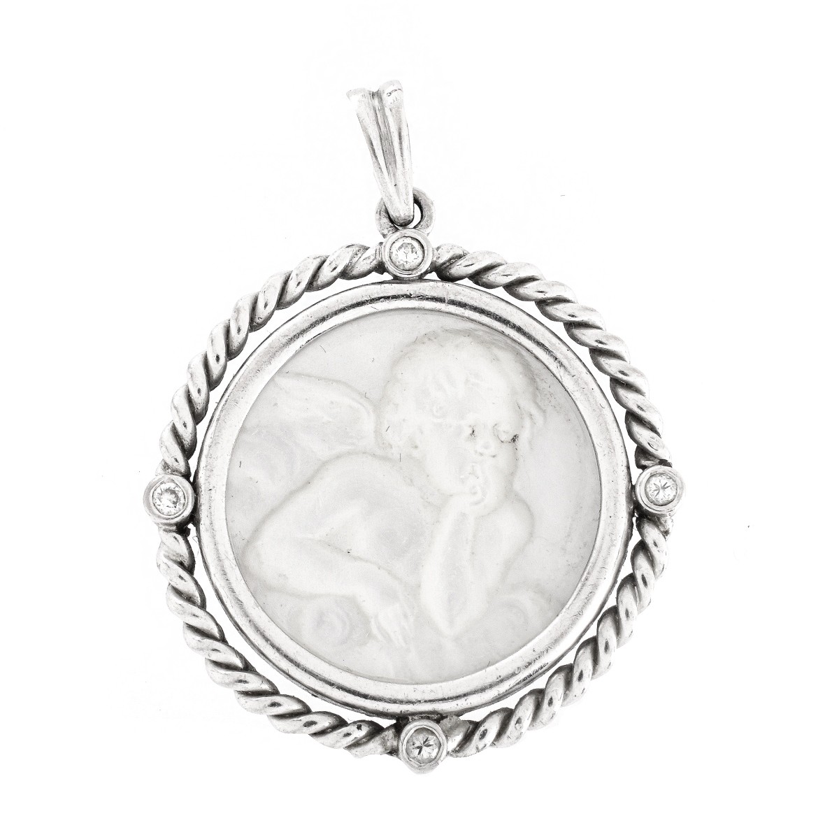 Diamond, 14K and Carved MOP Cameo Pendant