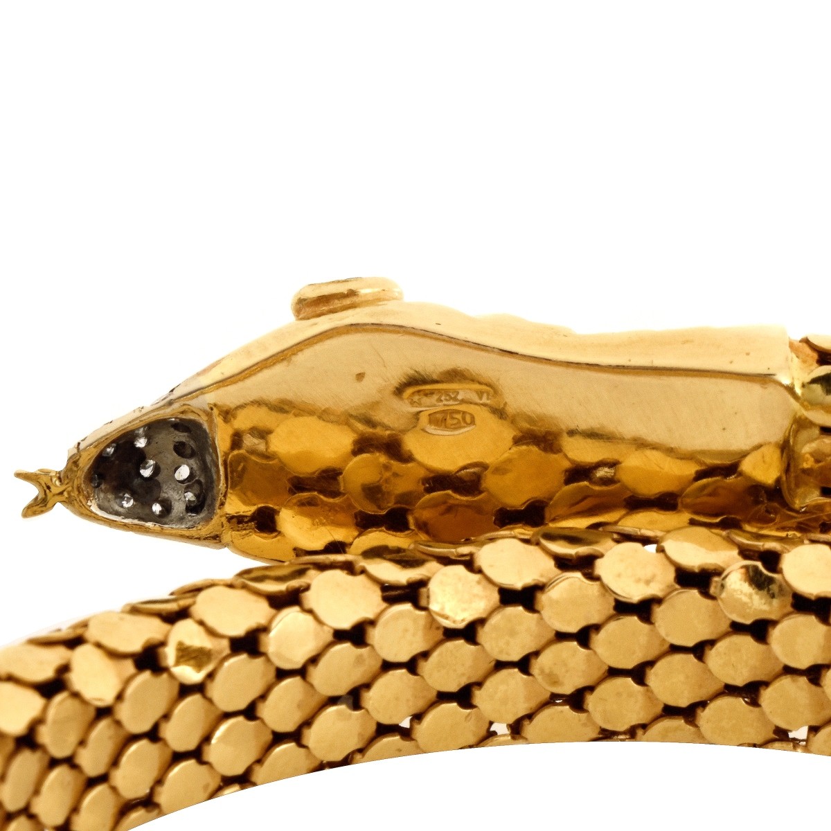 Vintage Italian 18K Snake Bangle