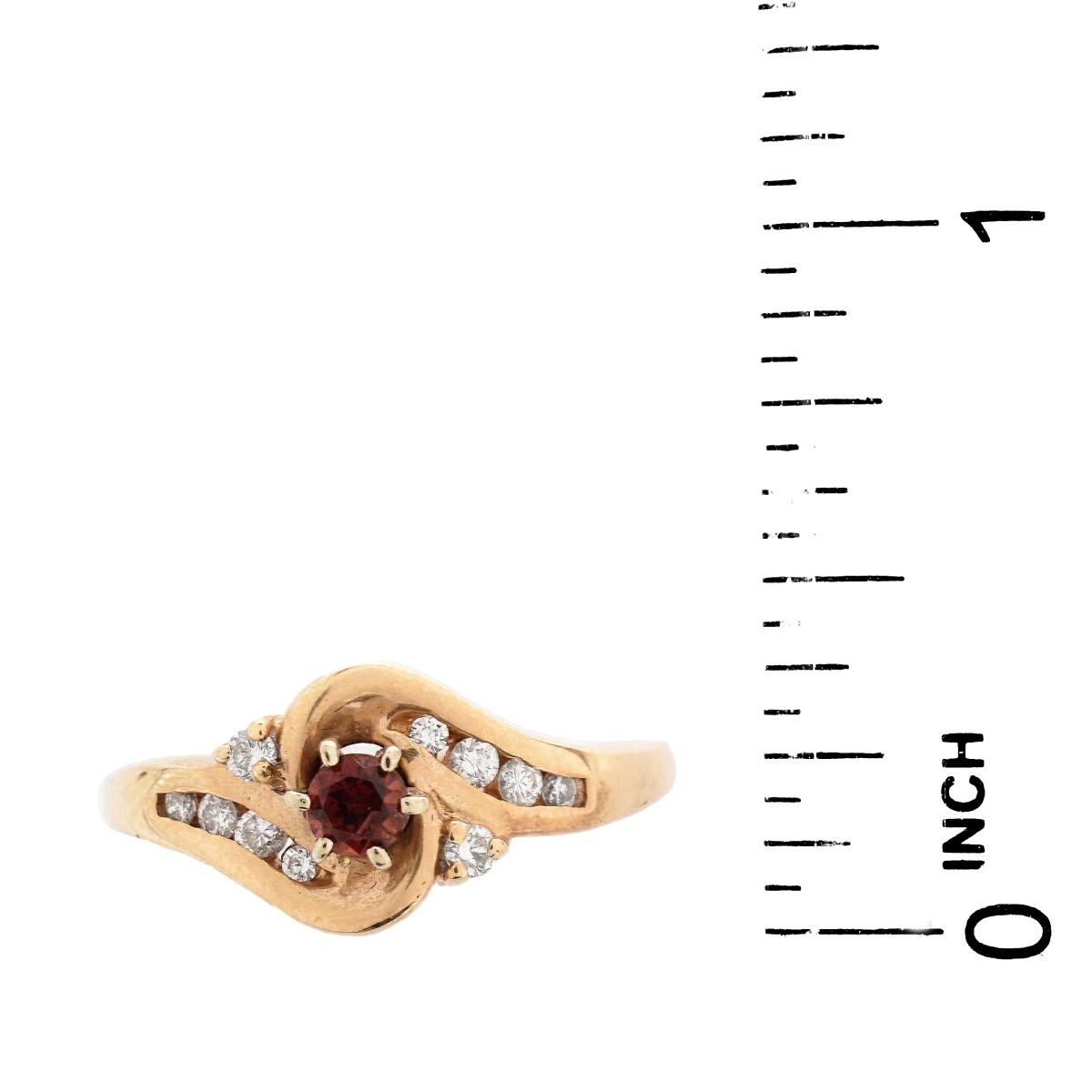 Vintage Garnet, Diamond and 14K Ring