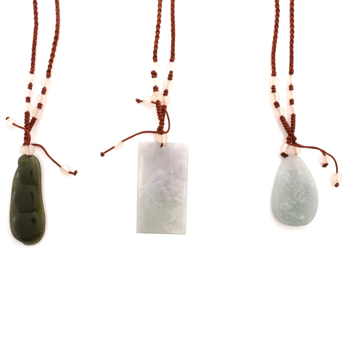 Three Hardstone Pendant Necklaces