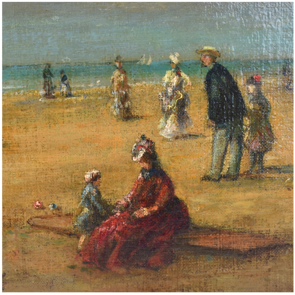 Eugène Boudin (FR. 1824-1898) O/C Beach Trouville
