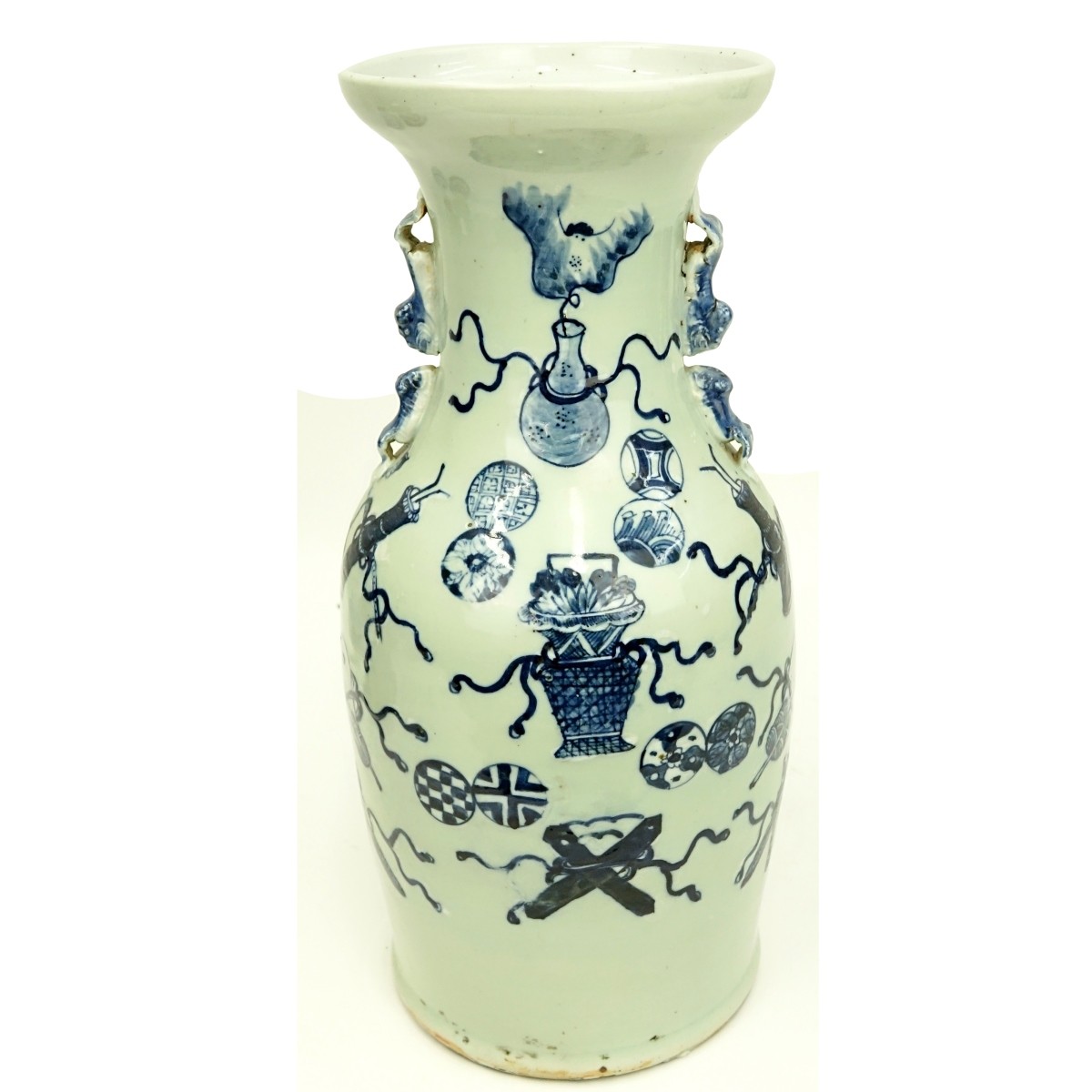 Chinese Blue & White Porcelain Handled Vase