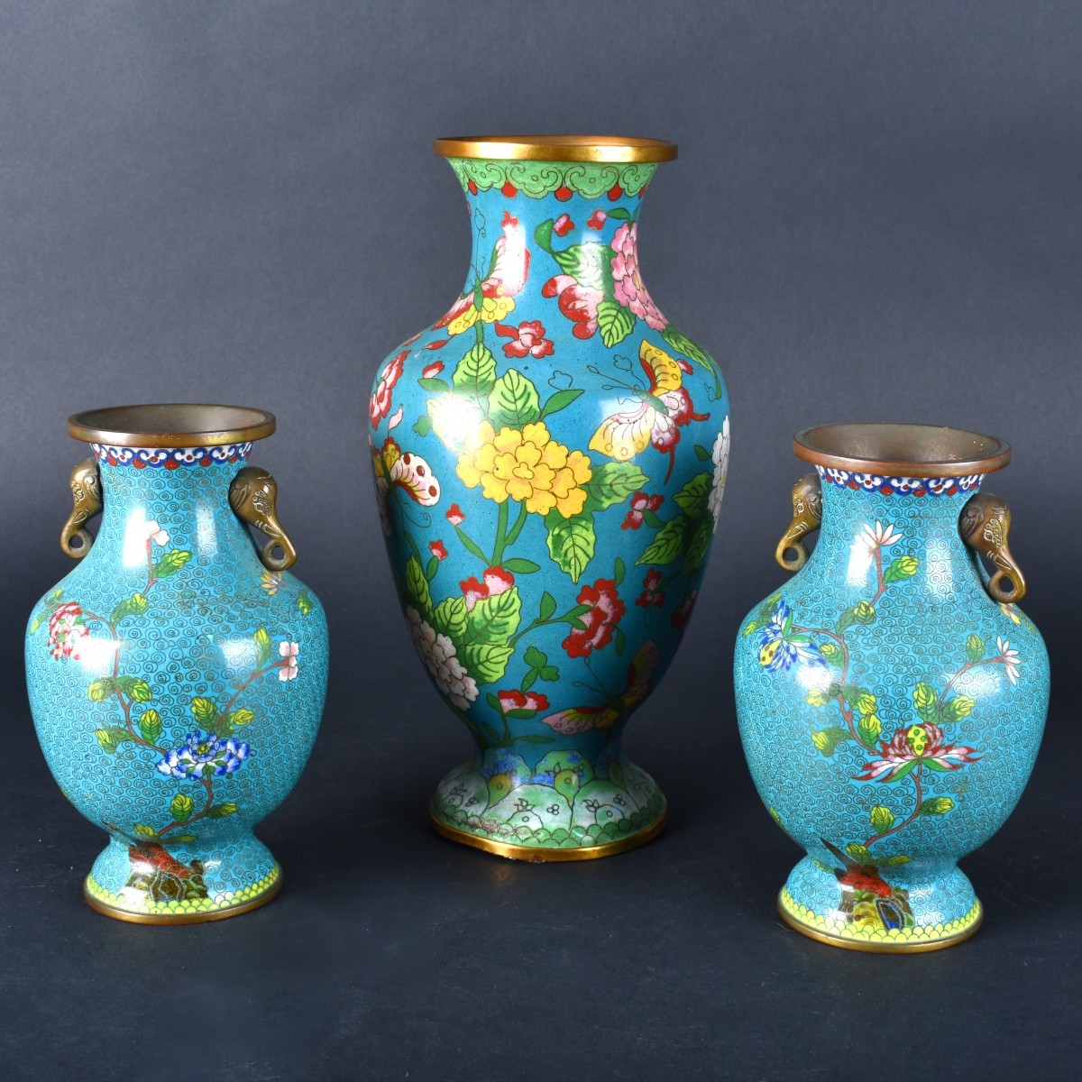 Three Assorted Cloisonne Vases