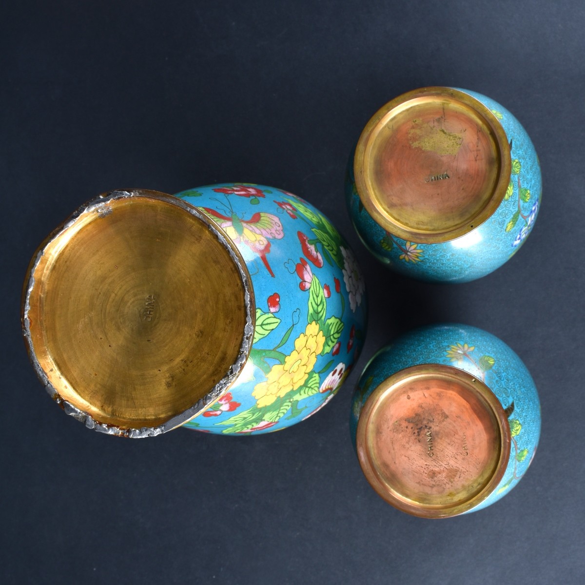 Three Assorted Cloisonne Vases