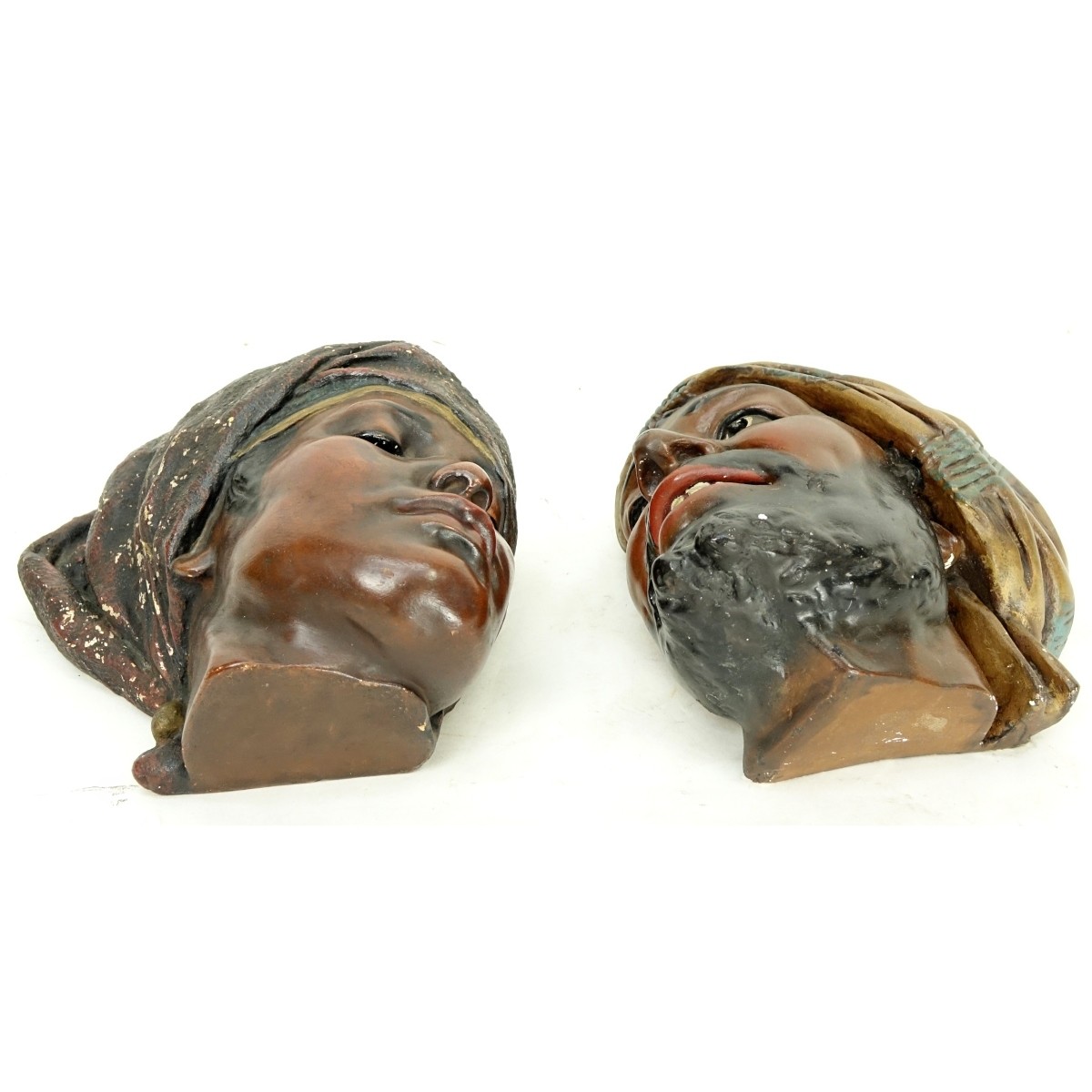 Pair of Vintage Polychrome Pottery Bedouin Figures