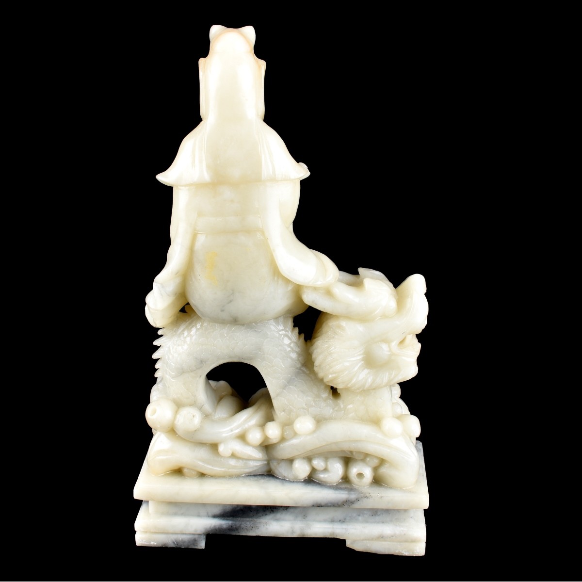 Chinese Carved Guanyin on Dragon