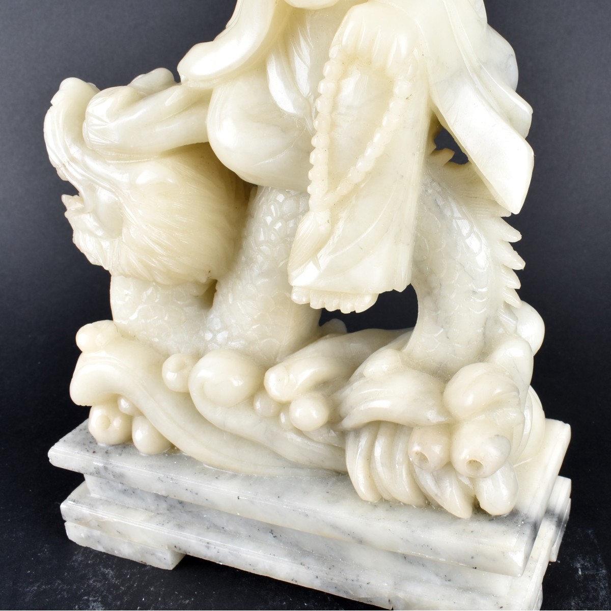 Chinese Carved Guanyin on Dragon
