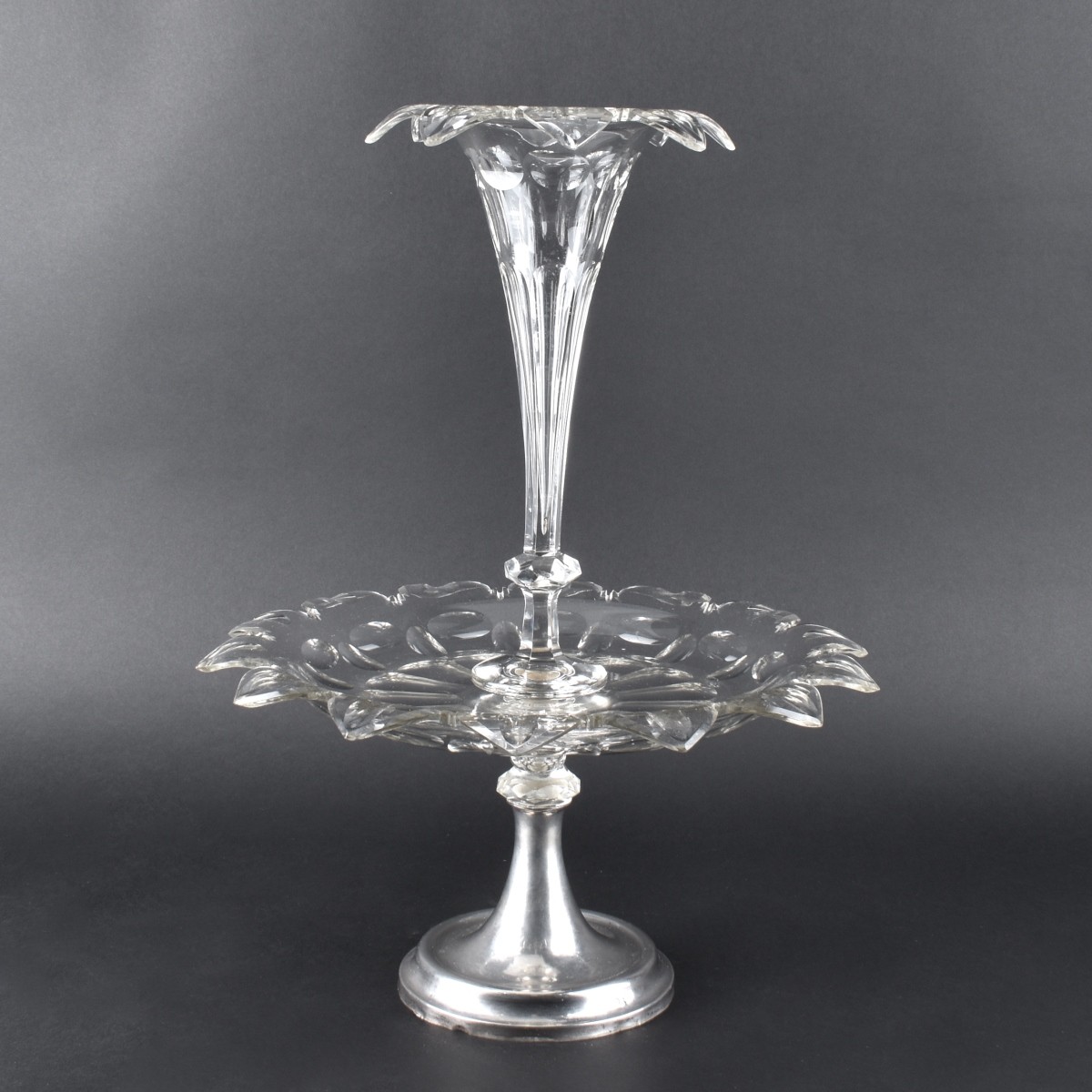 English Silver & Glass Epergne