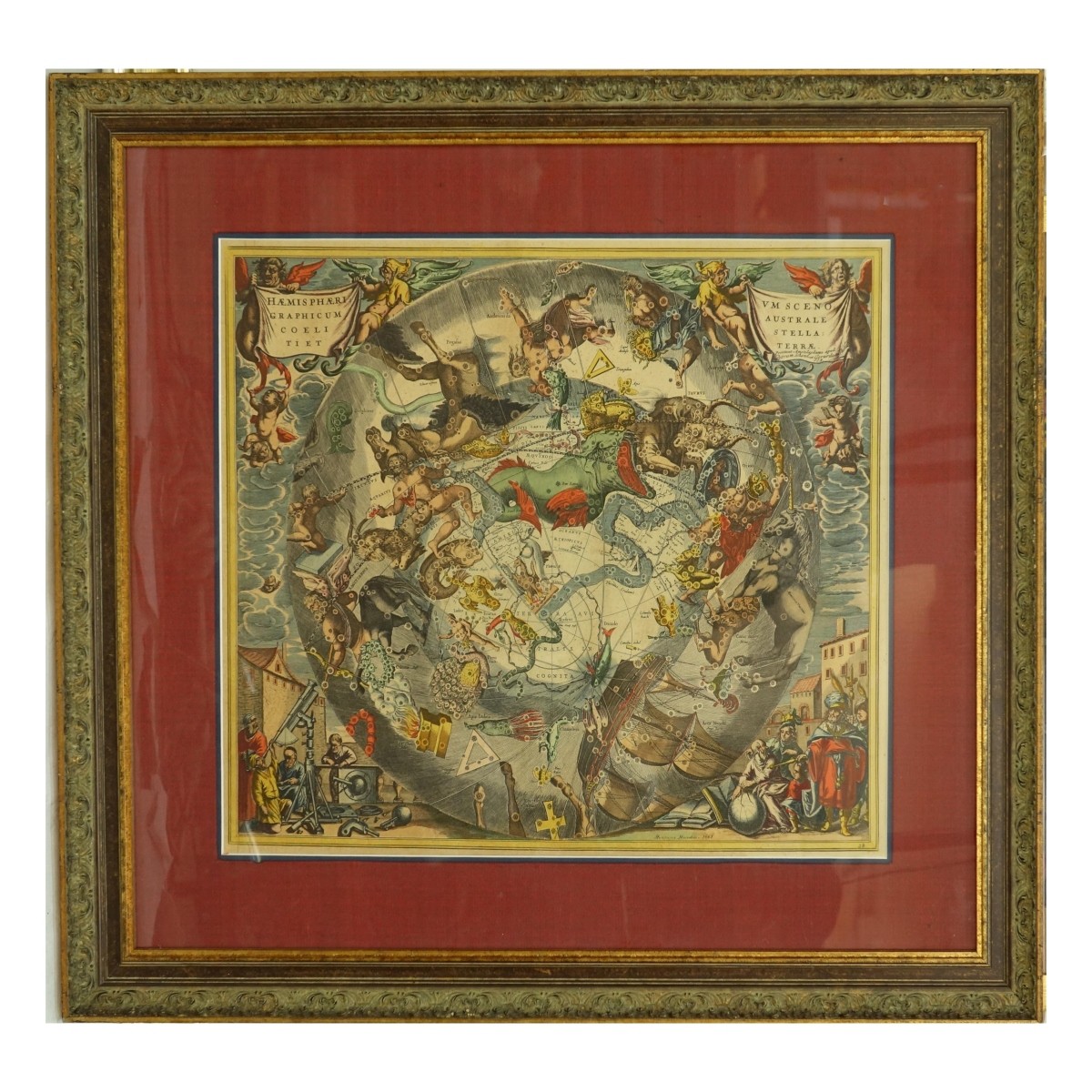 17th Century Hand Colored Copper Engraving