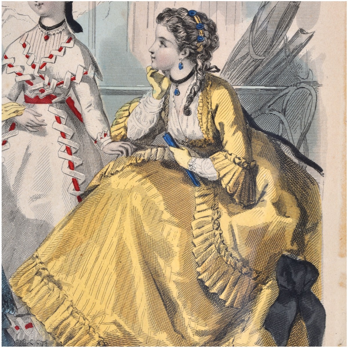 19C Le Follet Hand Colored Fashion Engravings