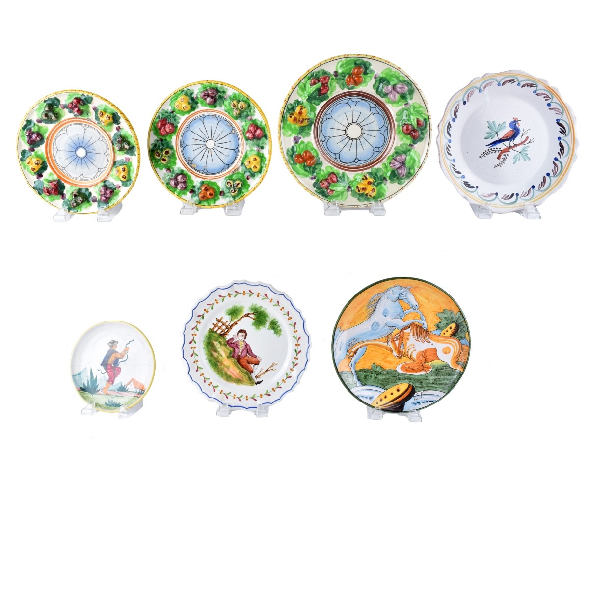 Seven Italian Majolica Plates