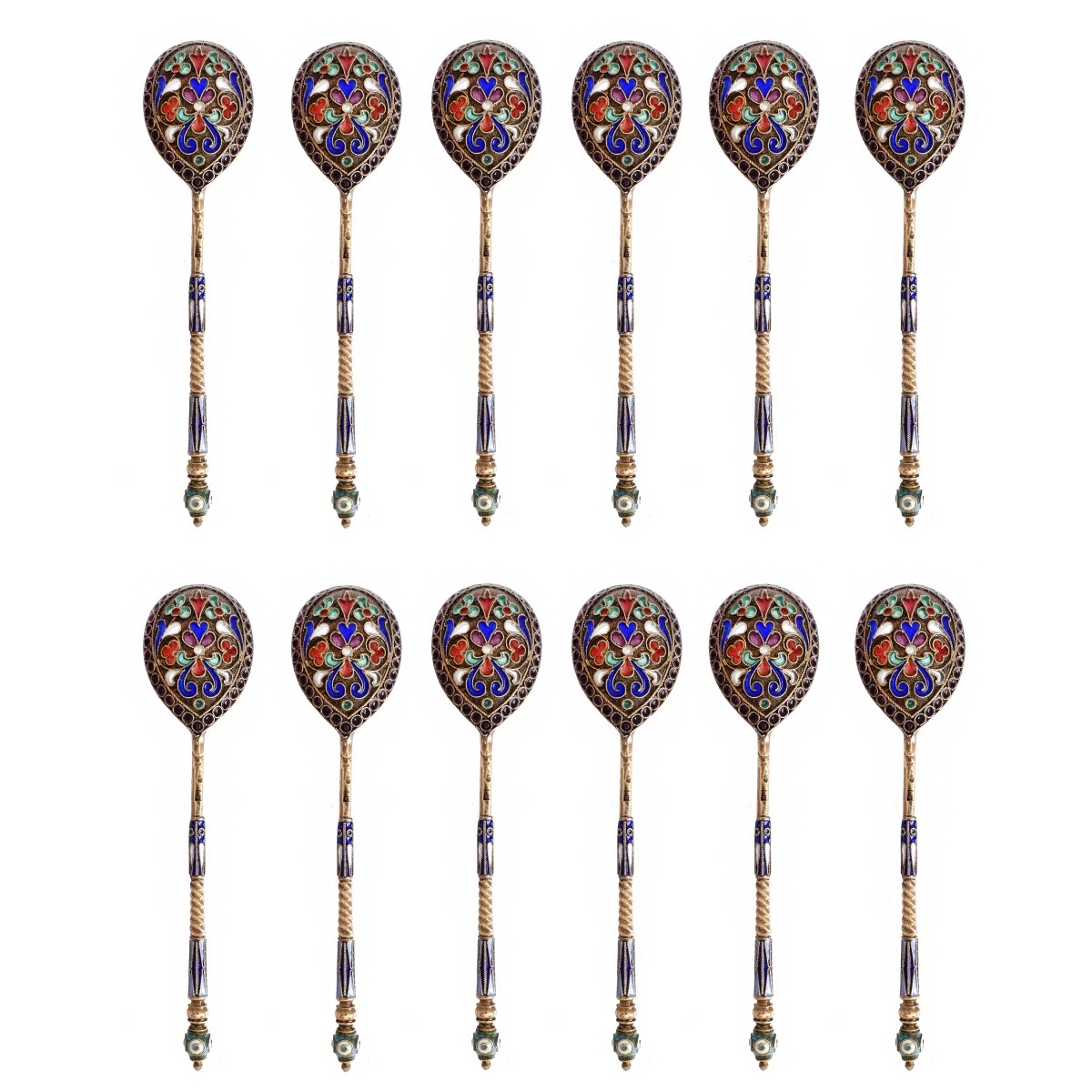 Russian Silver and Enamel Spoons