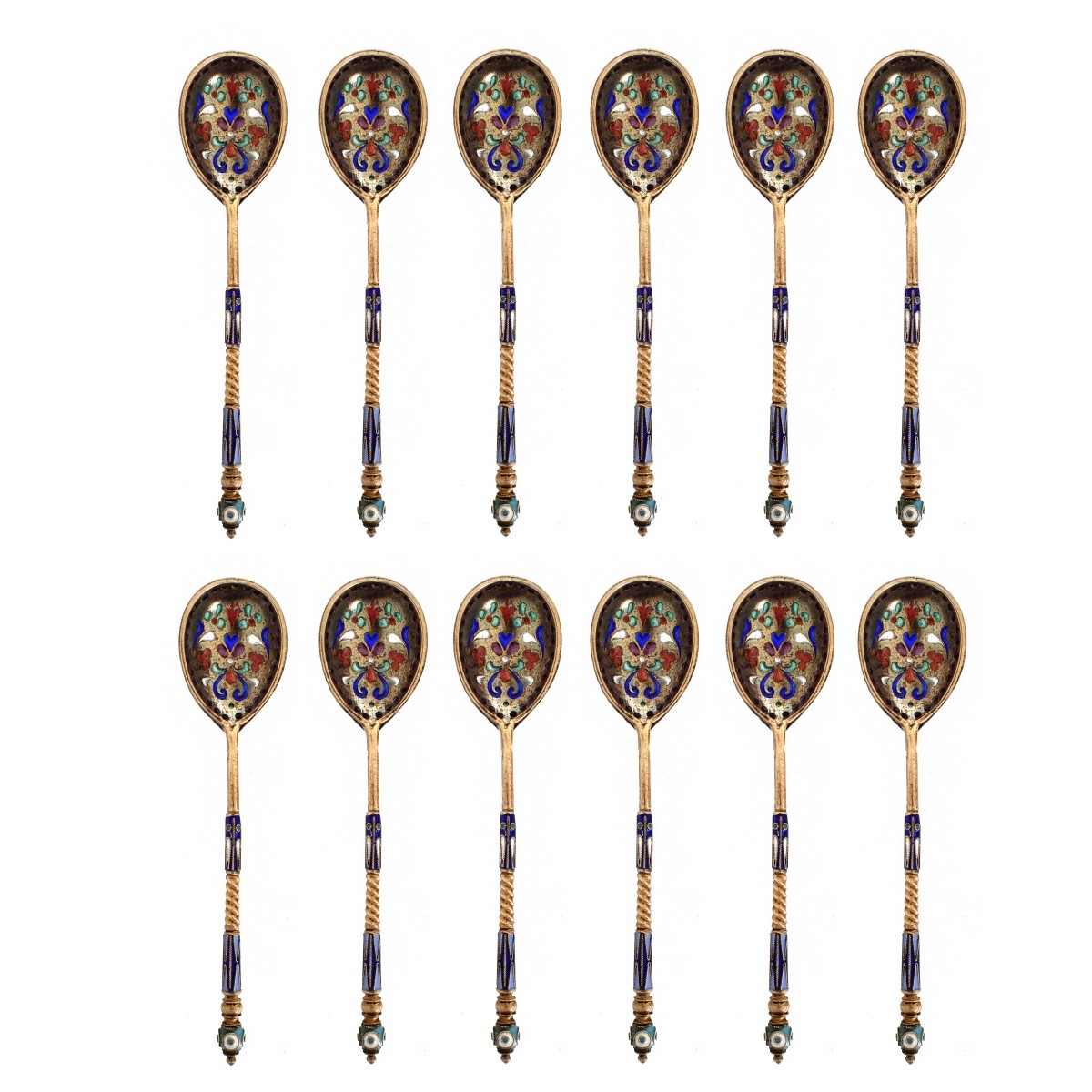 Russian Silver and Enamel Spoons