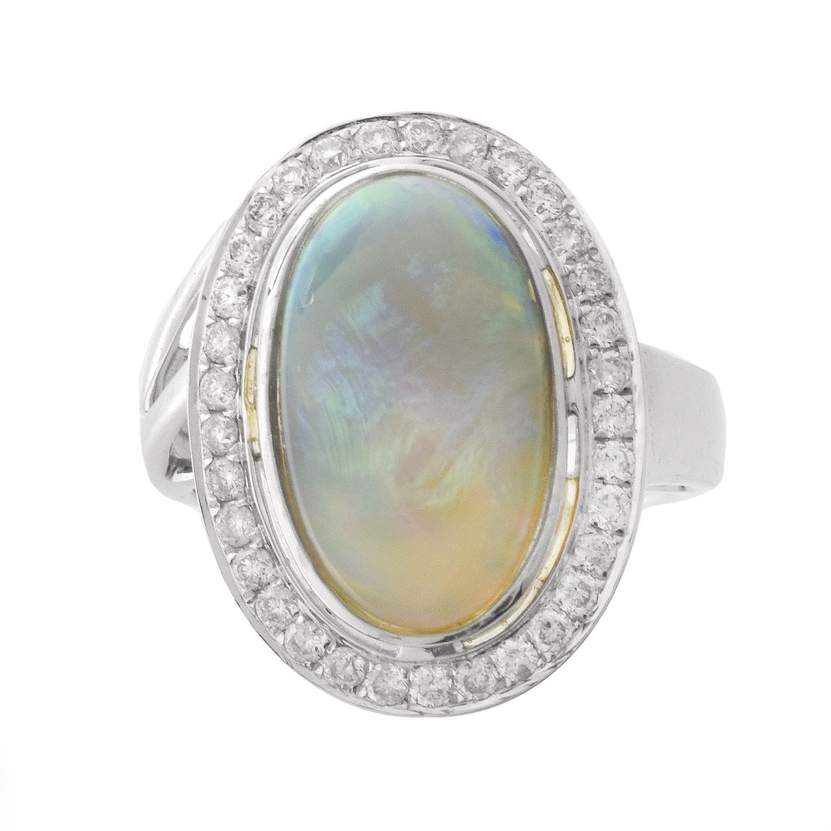 Black Opal, Diamond and 18K Gold Ring