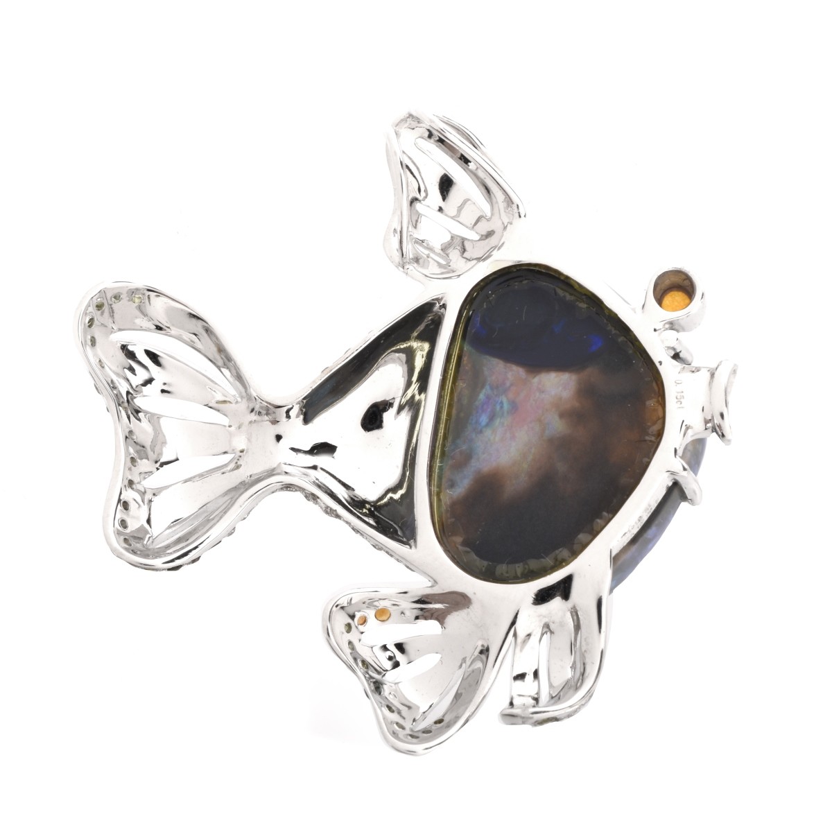 Black Opal, Diamond and 18K Gold Pendant