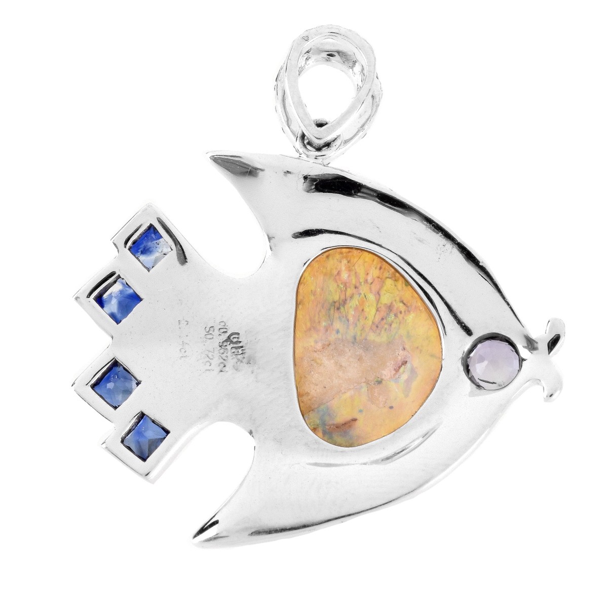 Black Opal, Diamond and 18K Gold Pendant