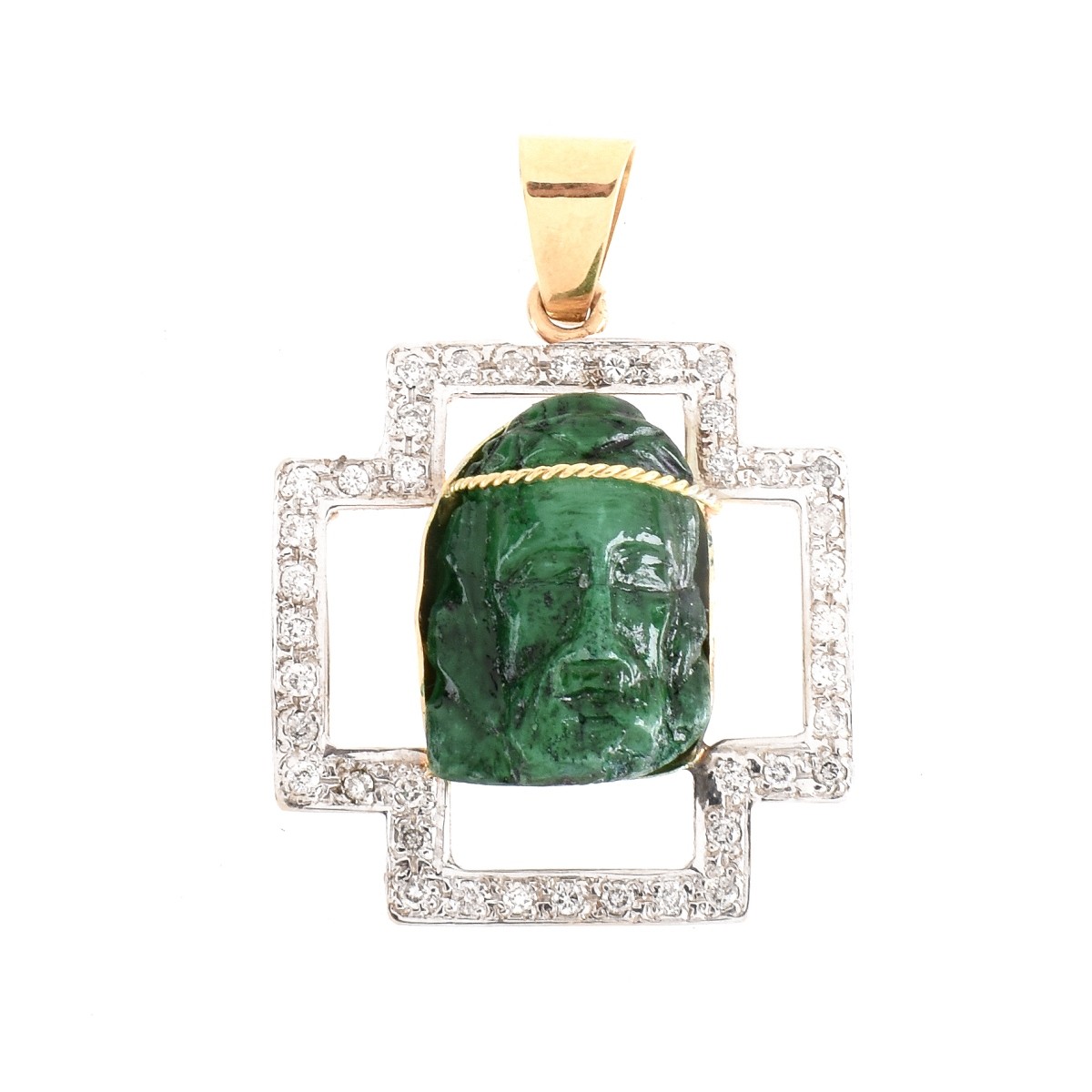 Diamond, Malachite and 14K Pendant