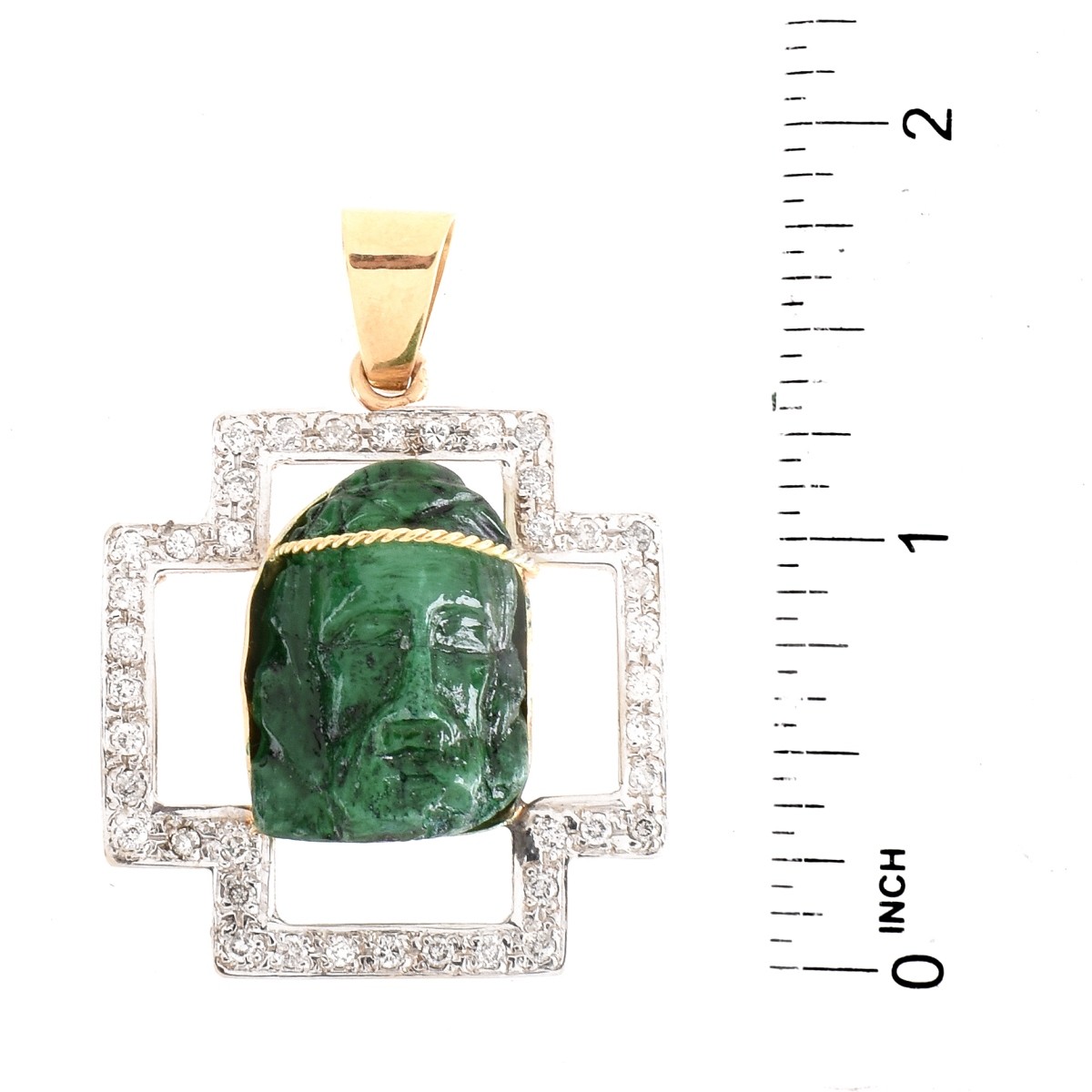 Diamond, Malachite and 14K Pendant