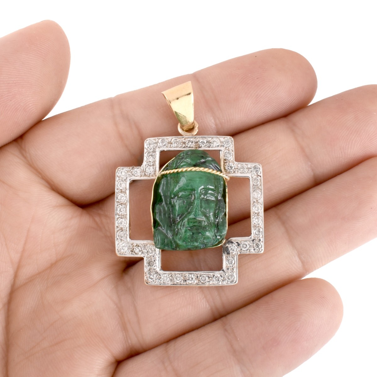 Diamond, Malachite and 14K Pendant