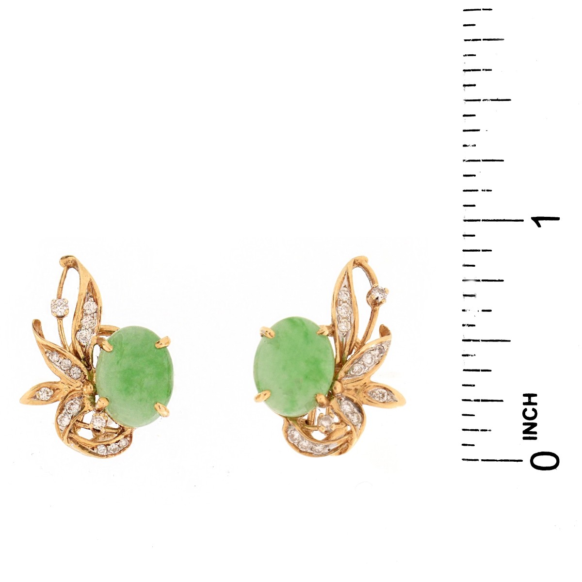 Jade, Diamond and 14K Earrings
