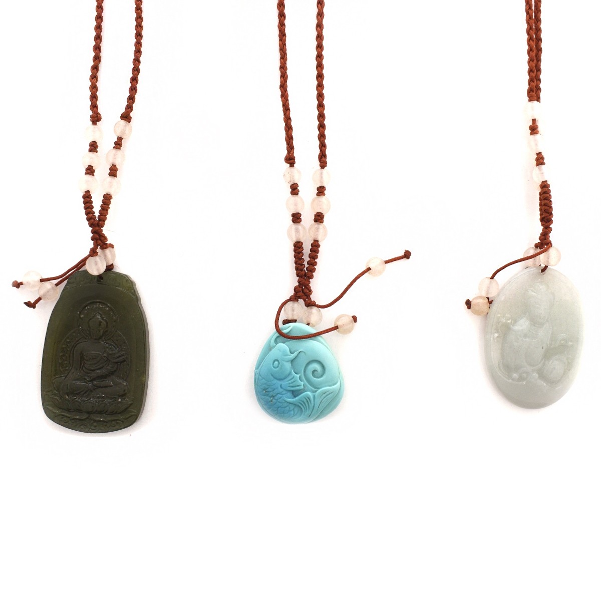 Three Hardstone Pendant Necklaces