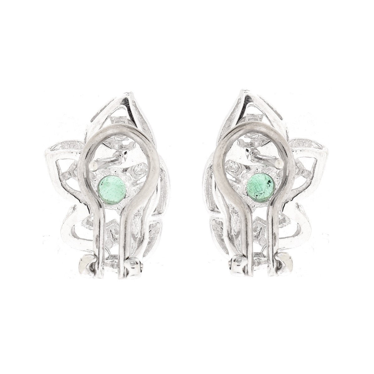 Emerald, Diamond and 14K Earrings