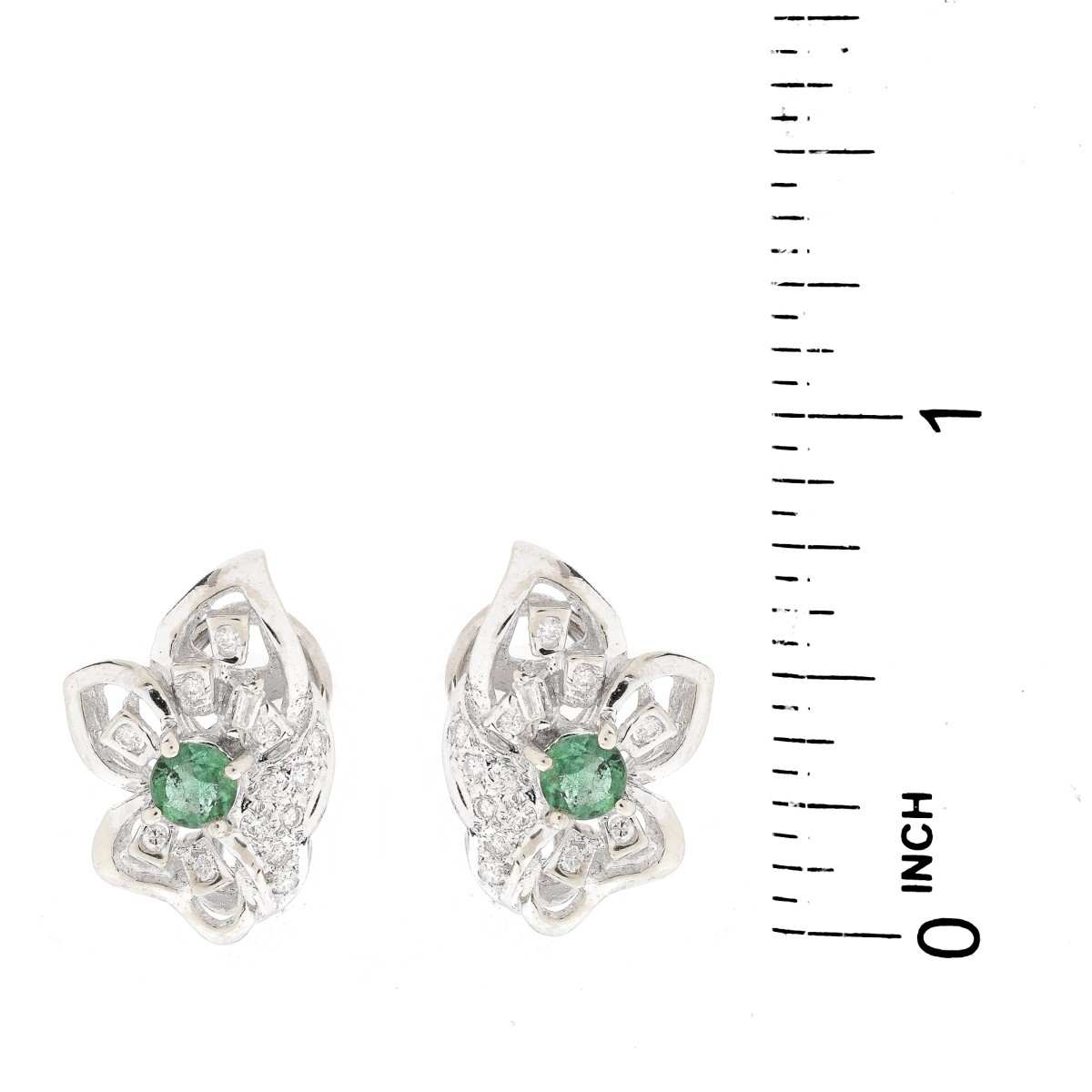 Emerald, Diamond and 14K Earrings