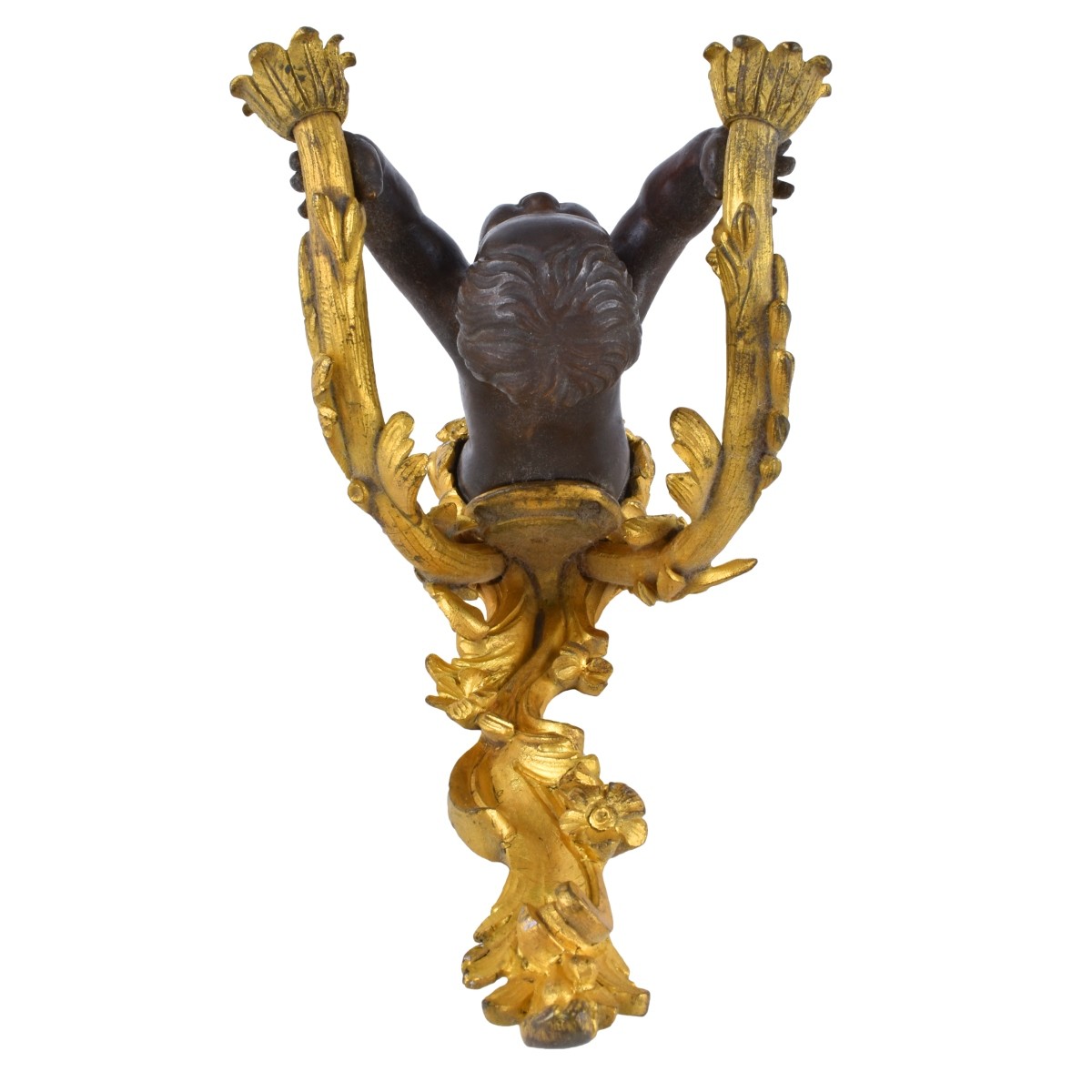 Pr Empire Style Bronze 2 Arm Wall Sconces /Cherubs