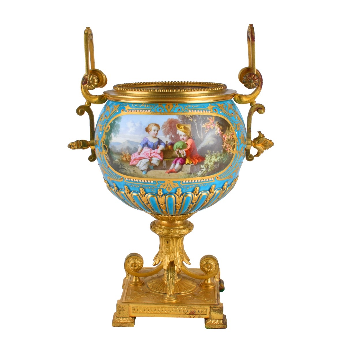 A Sevres style Porcelain and Bronze Mounted Bowl