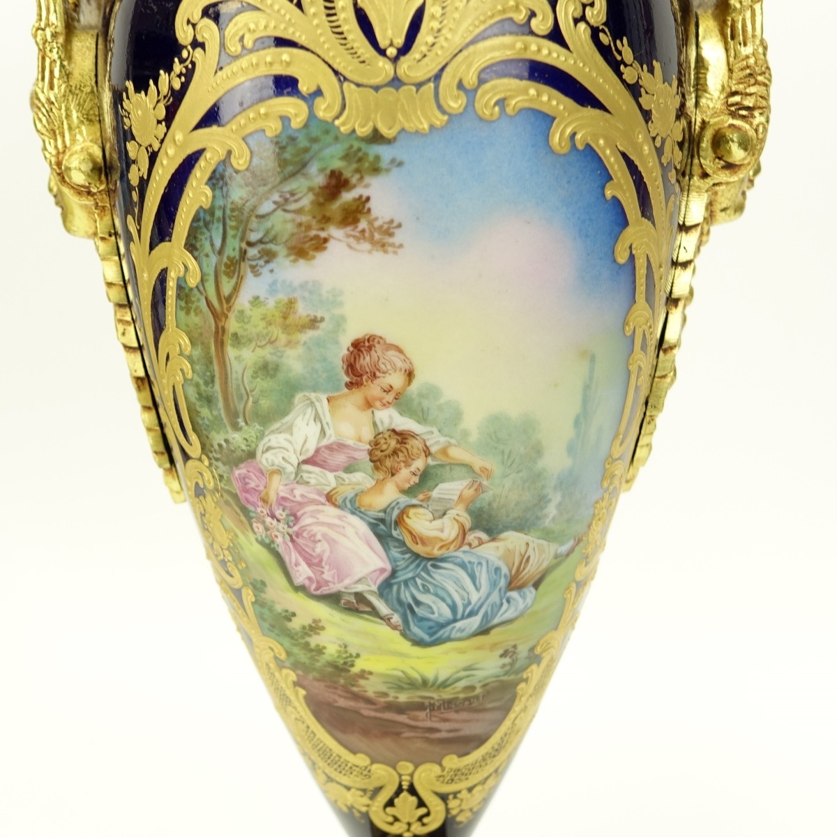 Sevres Cobalt Blue Hand Painted Urn