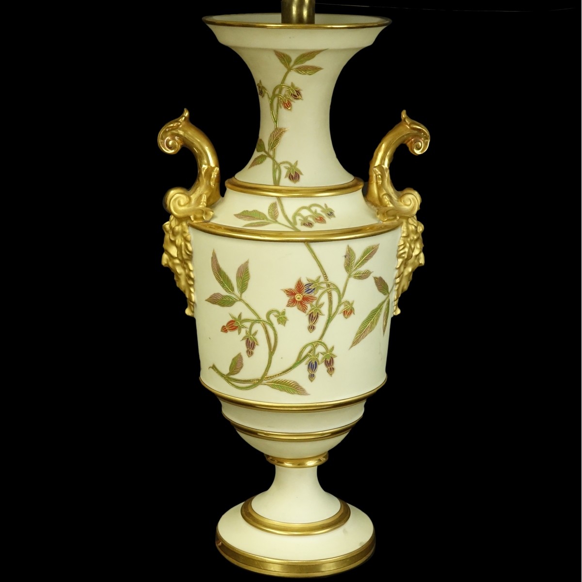 Royal Worcester style Porcelain Urn Lamp
