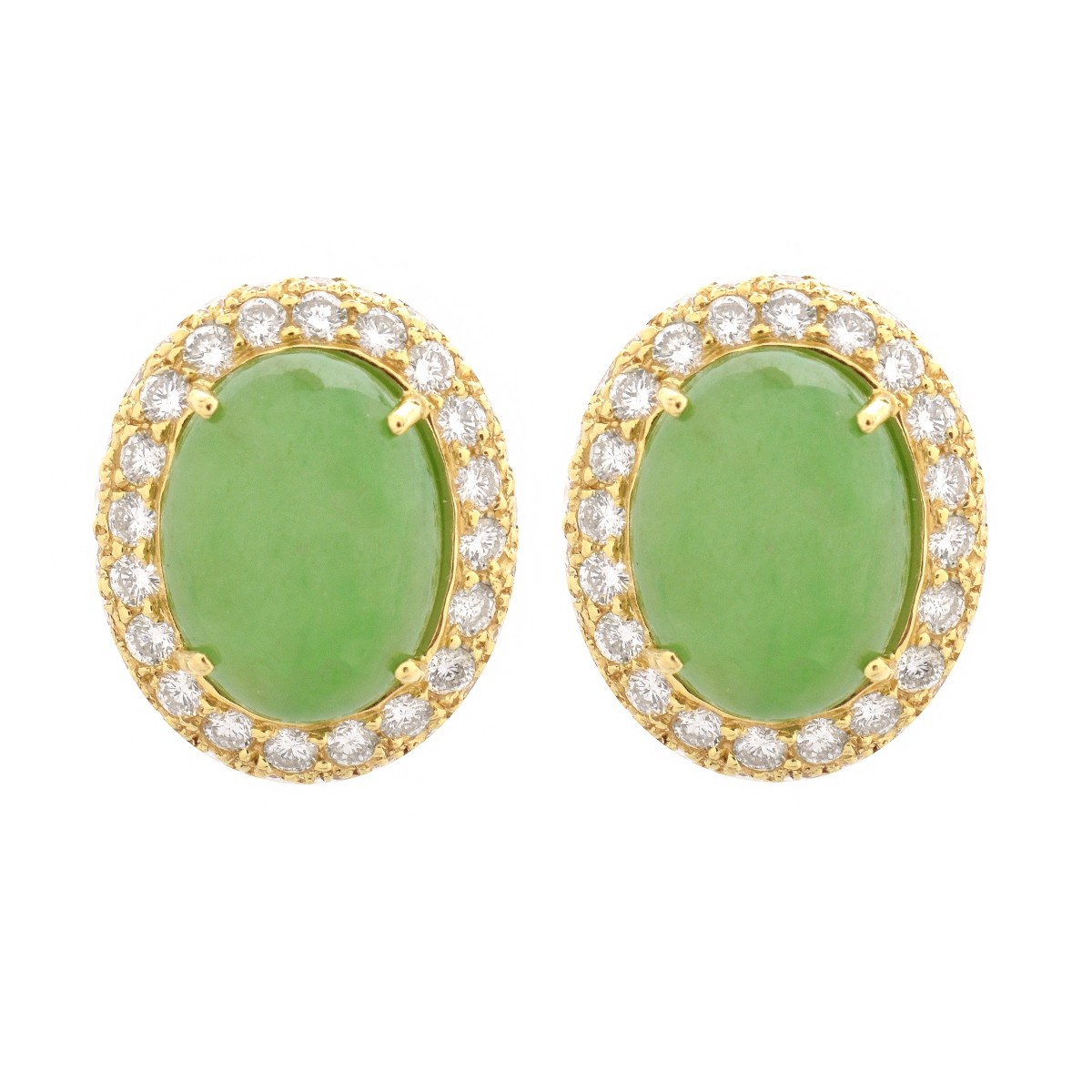 Jadeite, Diamond and 18K Earrings