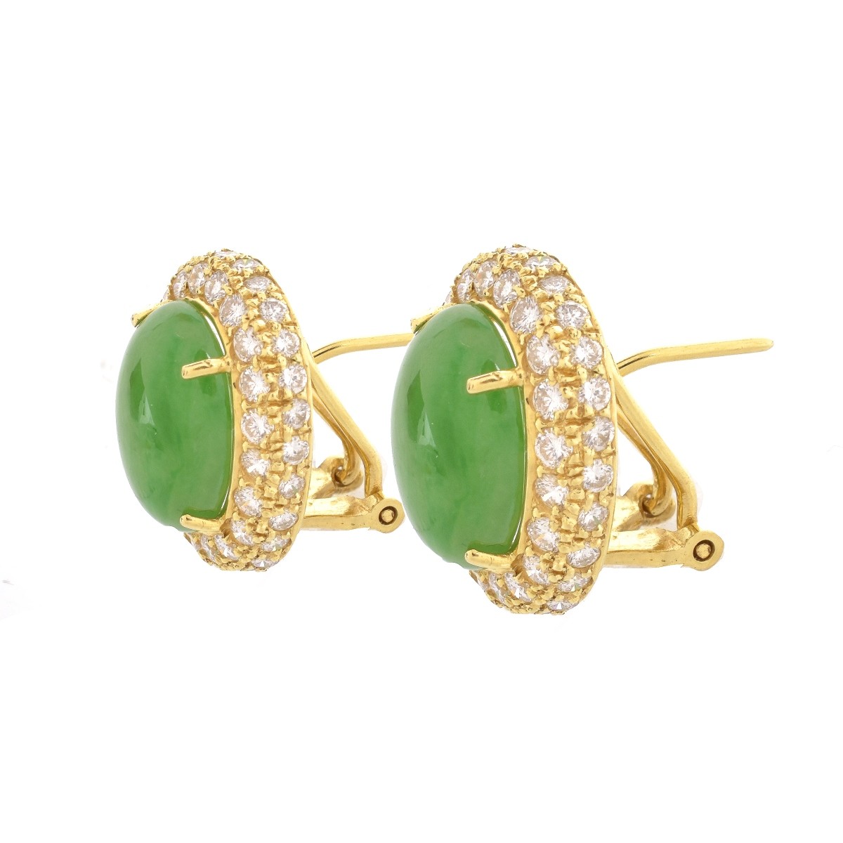 Jadeite, Diamond and 18K Earrings