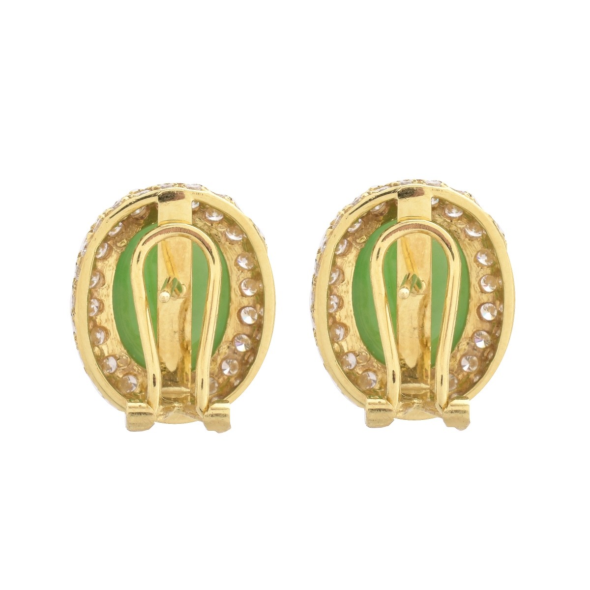 Jadeite, Diamond and 18K Earrings