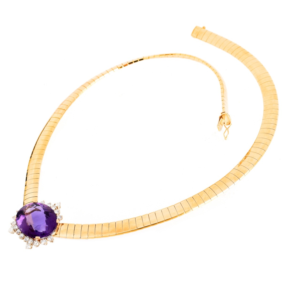 Vintage Amethyst, Diamond and 14K Necklace