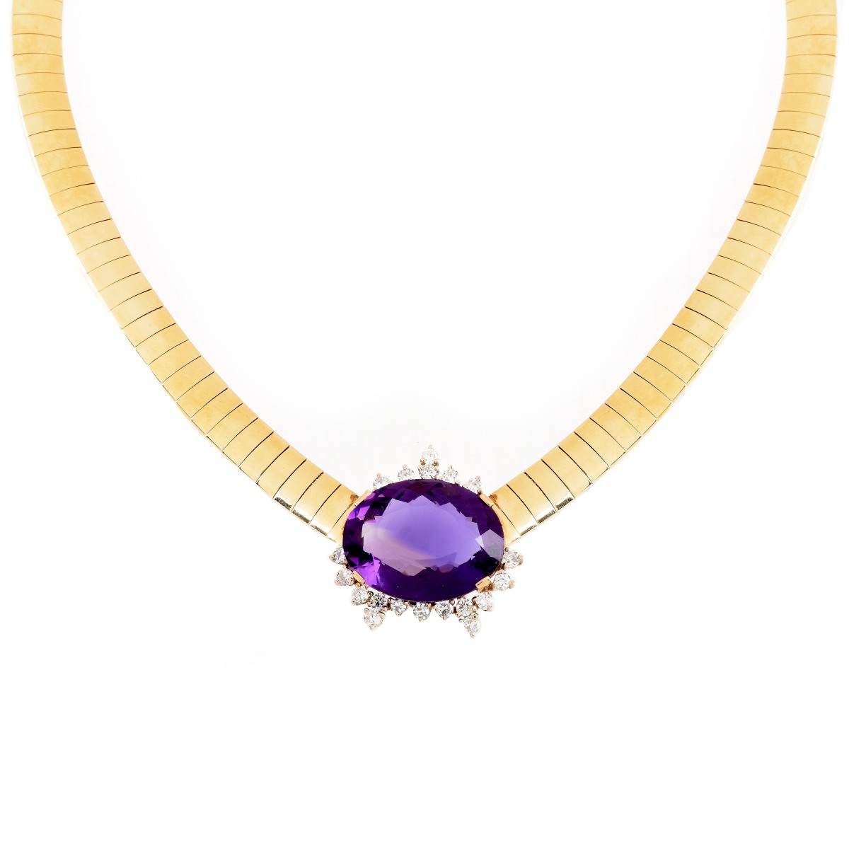 Vintage Amethyst, Diamond and 14K Necklace