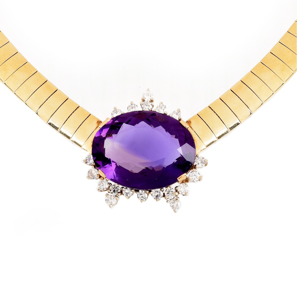 Vintage Amethyst, Diamond and 14K Necklace