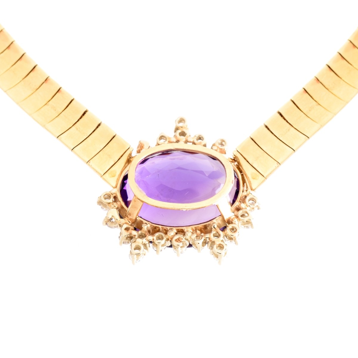 Vintage Amethyst, Diamond and 14K Necklace