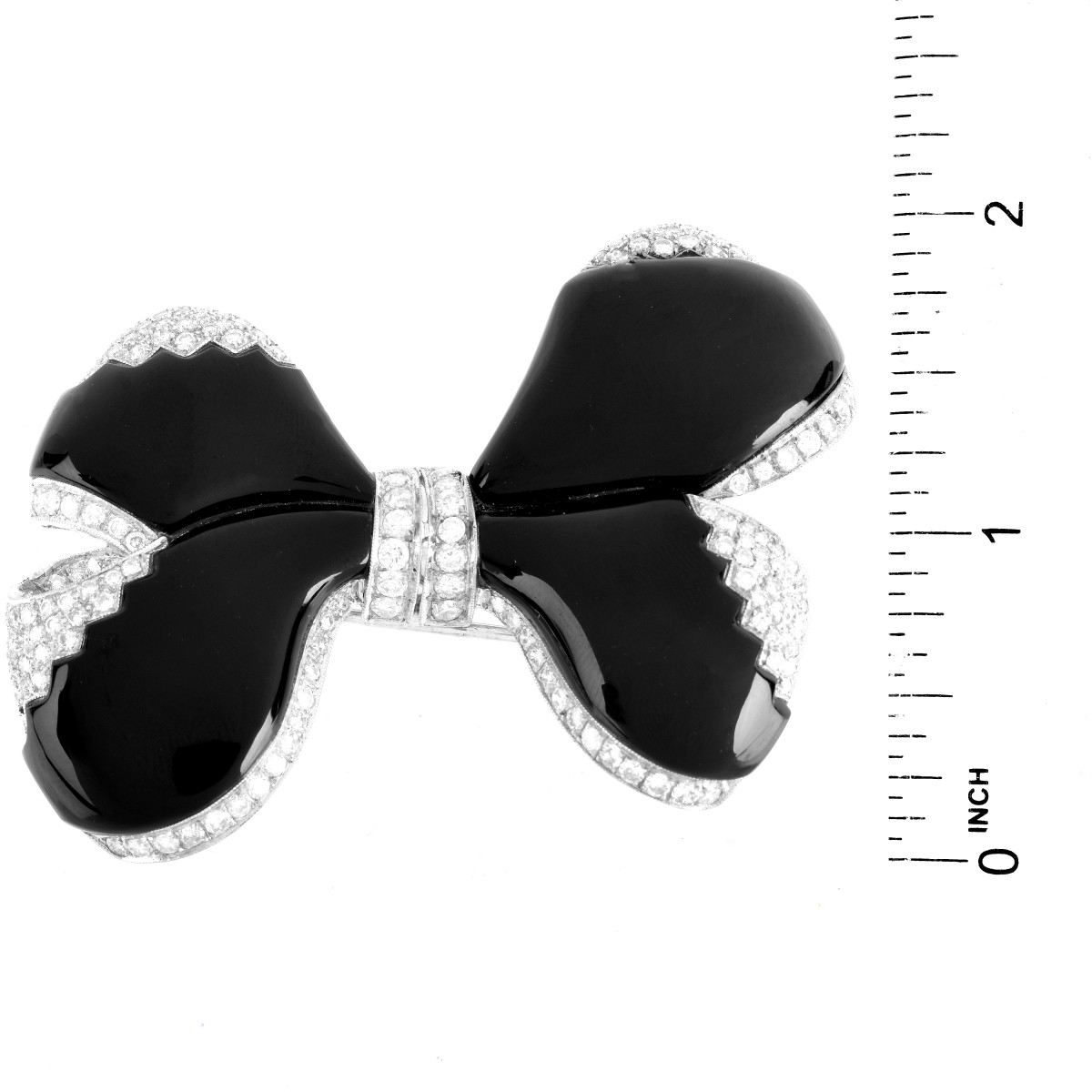 Art Deco Diamond, Onyx, Platinum Bow Brooch