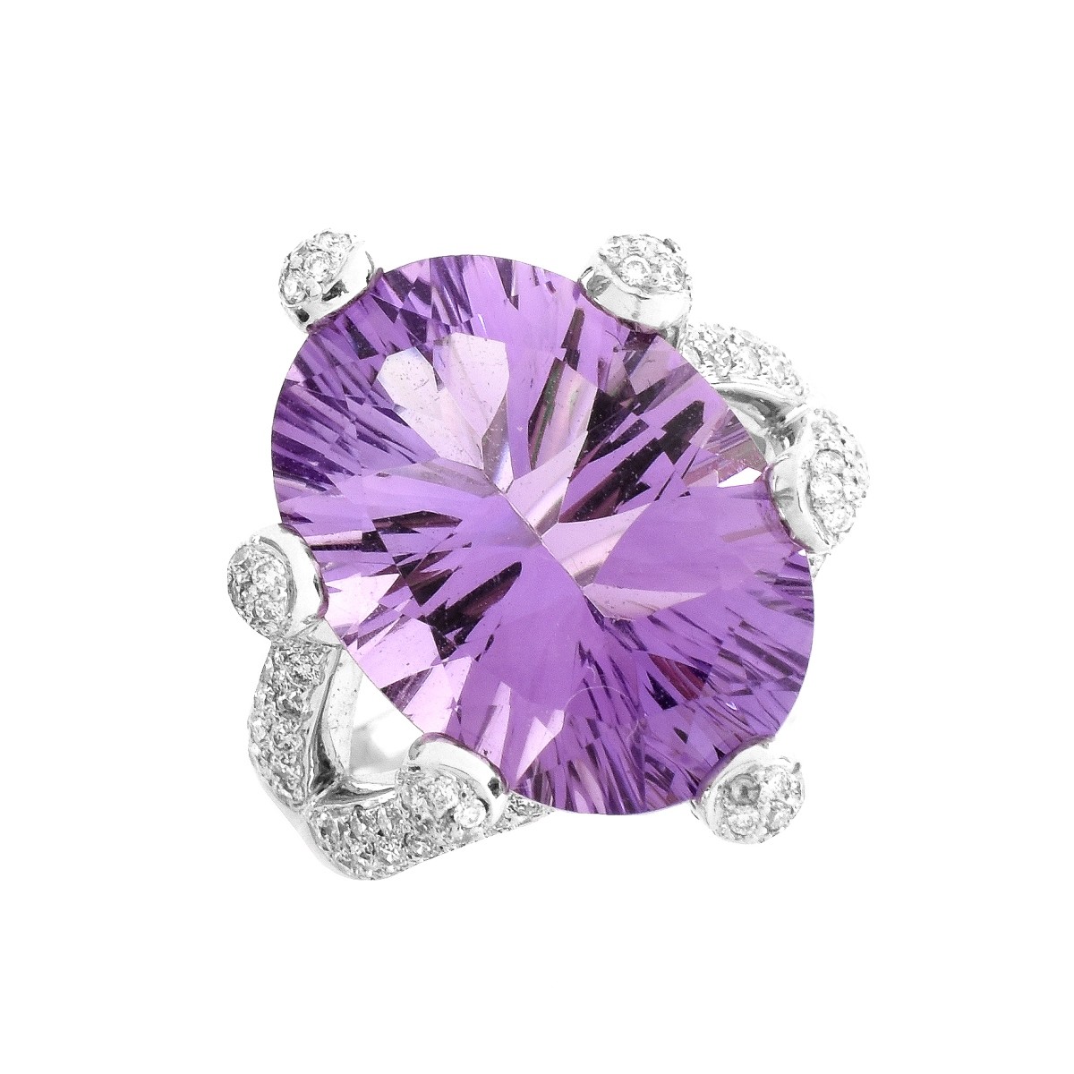 Amethyst, Diamond and 14K Ring