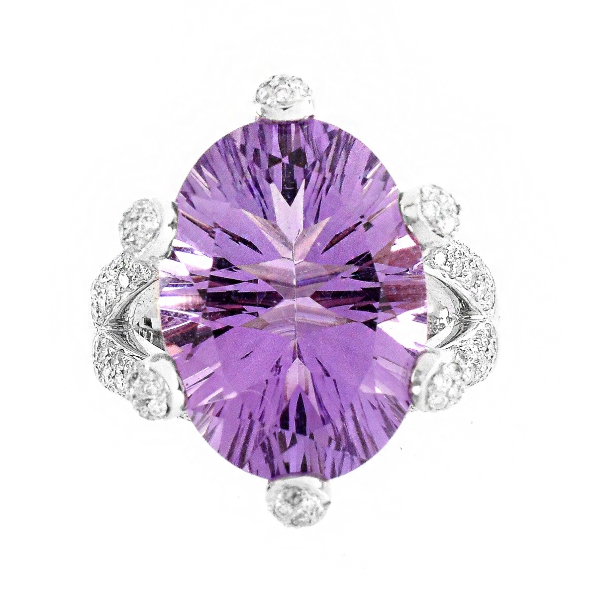 Amethyst, Diamond and 14K Ring