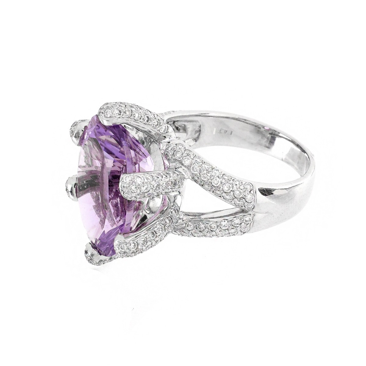 Amethyst, Diamond and 14K Ring