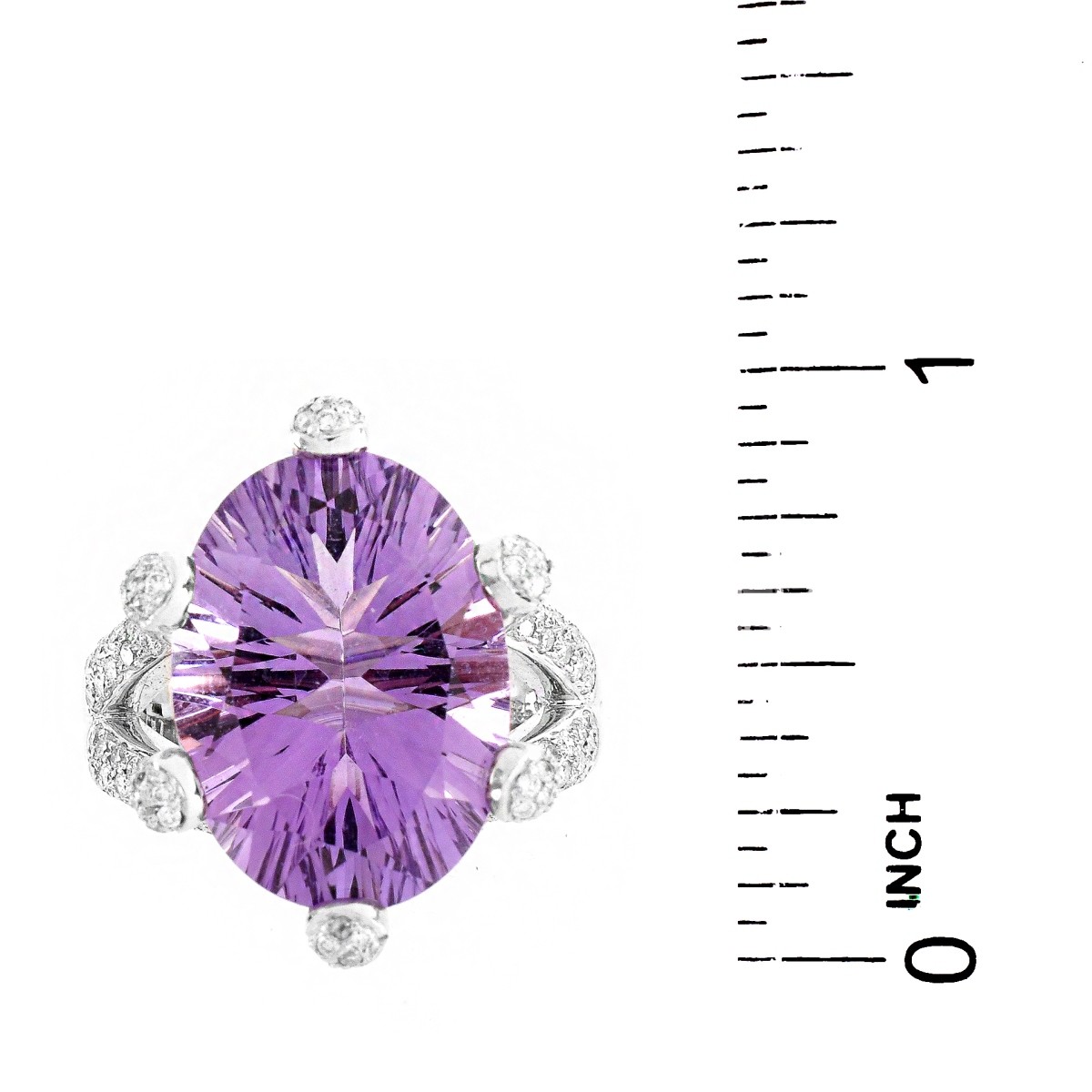 Amethyst, Diamond and 14K Ring