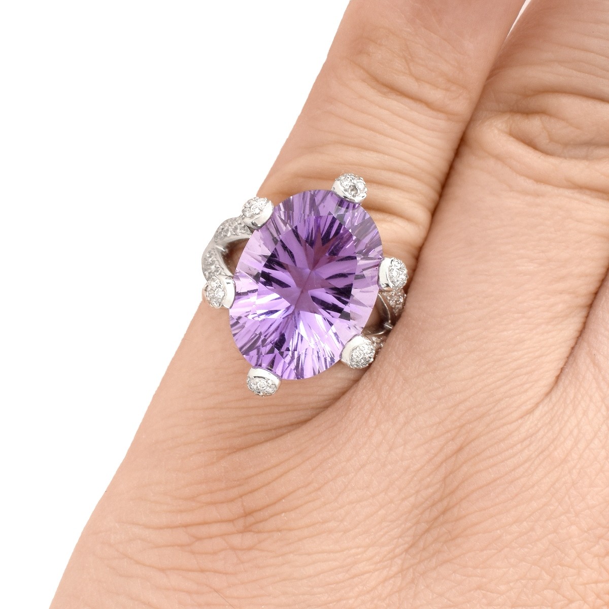 Amethyst, Diamond and 14K Ring