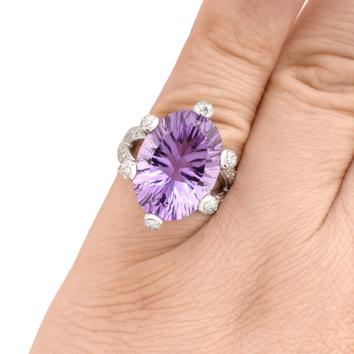 Amethyst, Diamond and 14K Ring