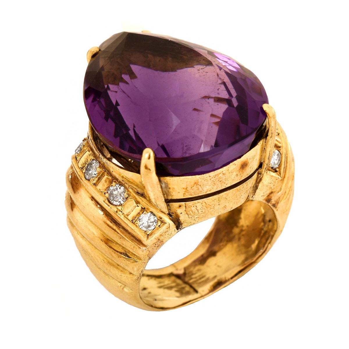 Vintage Amethyst, Diamond and 14K Ring