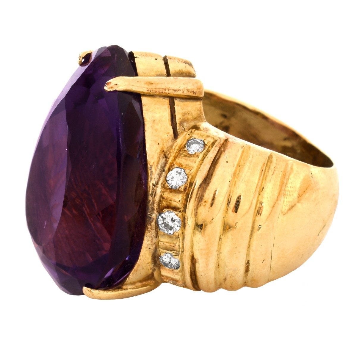 Vintage Amethyst, Diamond and 14K Ring
