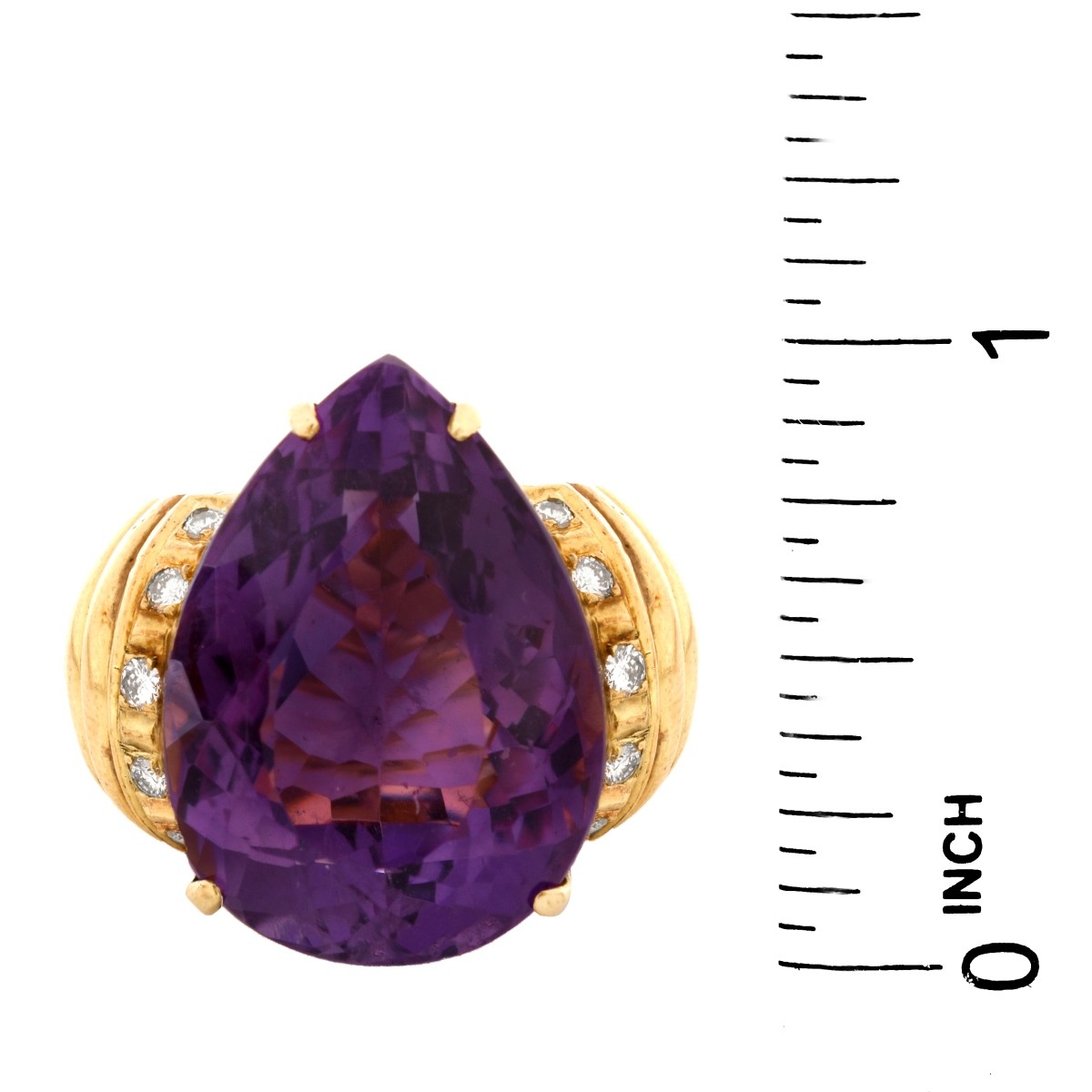 Vintage Amethyst, Diamond and 14K Ring