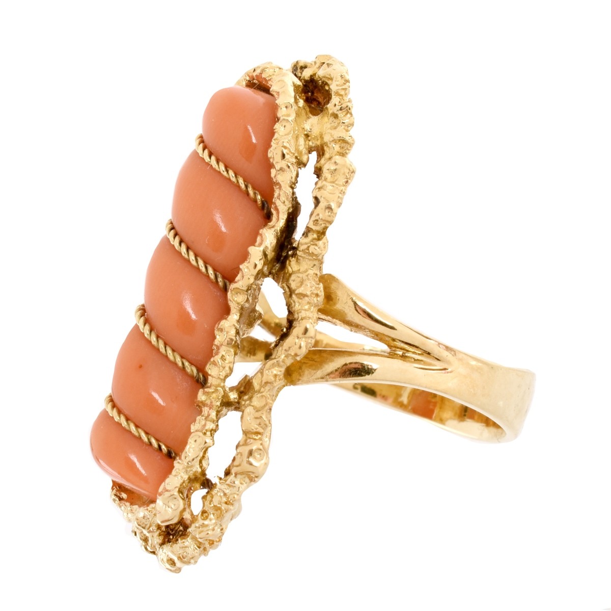 Italian Red Coral and 18K Ring